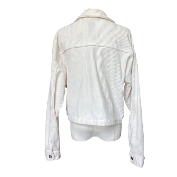 Stoosh Western Fringe Corduroy Jacket Sz L Ivory Cropped Coastal Cowgirl Rodeo - Picture 4 of 8